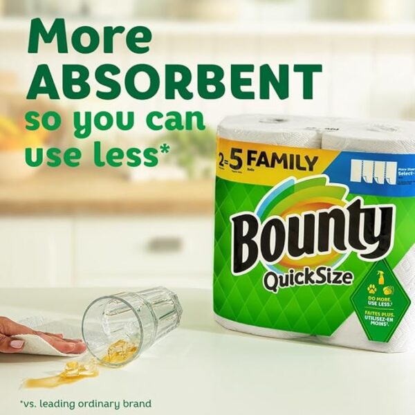 Bounty Paper Towels Quick Size, White, 16 Family Rolls = 40 Regular Rolls - Image 2