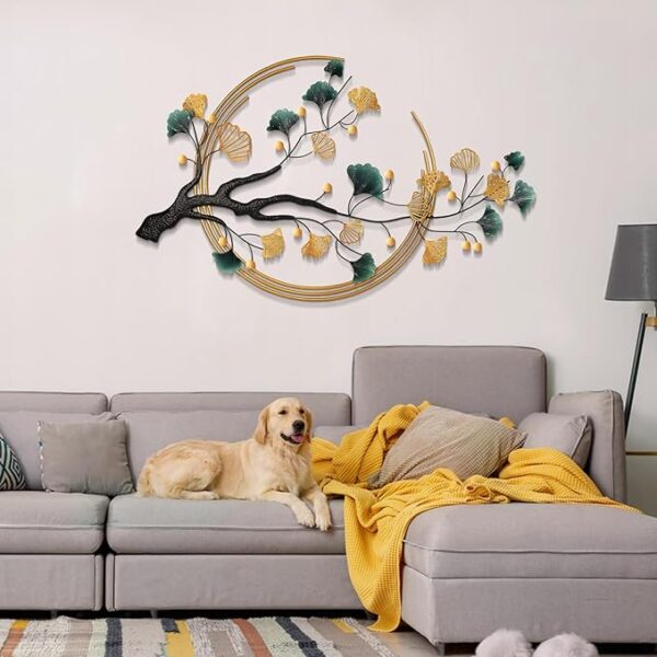 59" Oversized 3D Ginkgo Leaf Metal Wall Art Decor for Living Room - Image 2