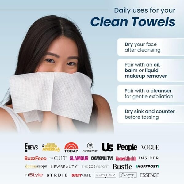 Clean Skin Club Clean Towels XL™, 100% USDA Biobased Face Towel, Disposable Face Towelette - Image 4