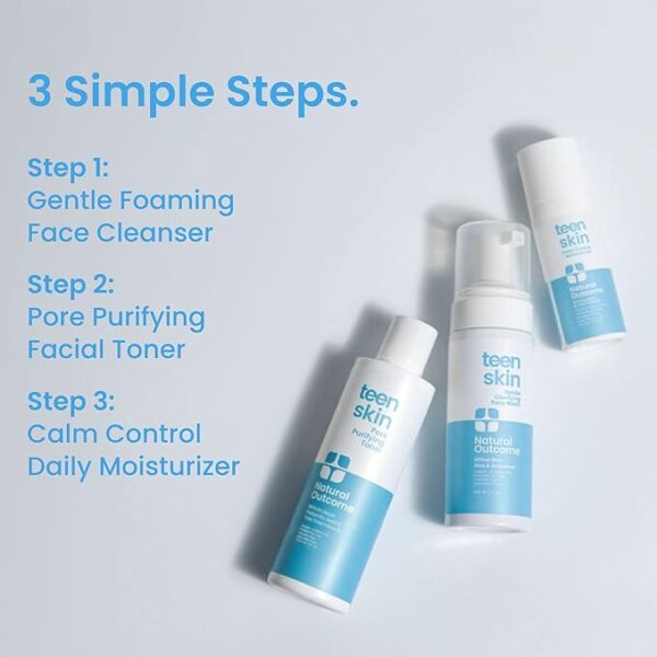 -15% limited time;Teen Skin 3-Step Skin Care Kit | Daily Boys & Girls Skin Care Regimen | Face Wash, Toner, & Moisturizer - Image 2