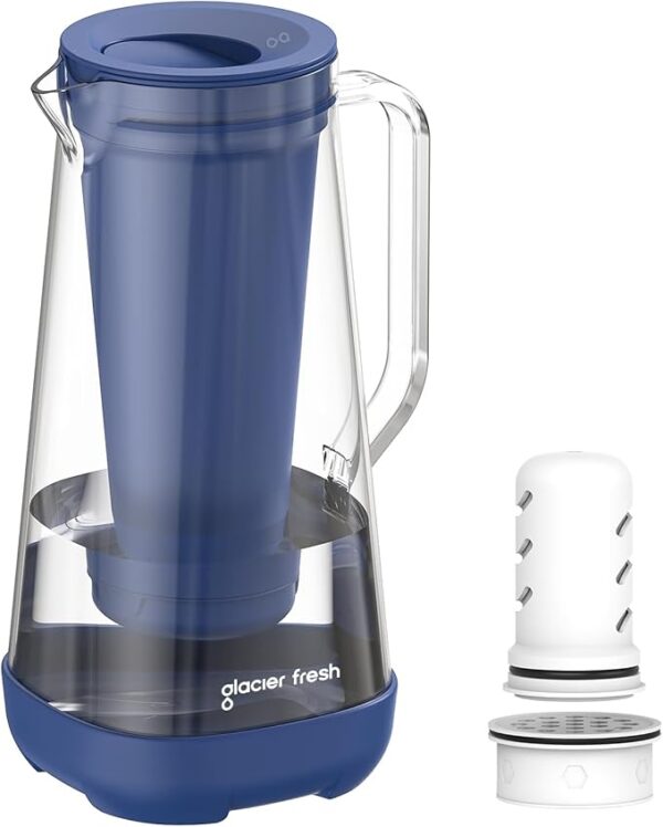 -17% limeted time deals; GLACIER FRESH 7 Cup Glass Water Pitcher with 1 Ultrafiltration Membrane