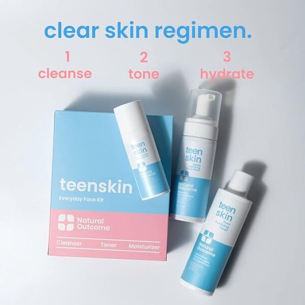 -15% limited time;Teen Skin 3-Step Skin Care Kit | Daily Boys & Girls Skin Care Regimen | Face Wash, Toner, & Moisturizer