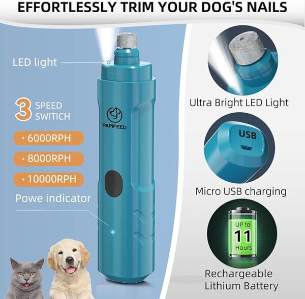 Save 5% on 2 select item(s) Shop items  Dog Nail Grinder with 2 LED Light,3-Speed Rechargeable Dog Nail Trimmers, - Image 4