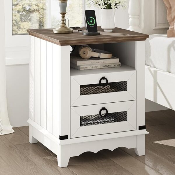 -10% limited time; GAOMON Farmhouse Nightstand 18" inch Side Table; - Image 2