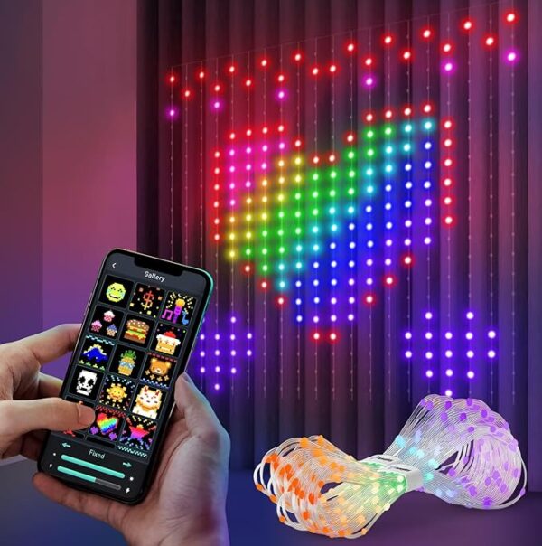 -43% limited time;-Apply 50% coupon ;-Curtain Lights Smart LED with APP DIY Curtain Strip Lamp with Programmable Music-Sync Dynamic IP65