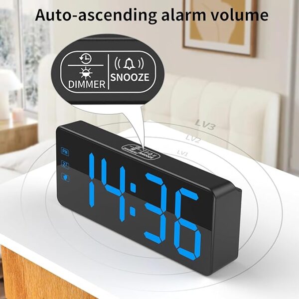 -12%limeted time};Apply 20% coupon;-KWANWA Small Digital Clock, Alarm Clock for Bedroom, Large Big Numbers Display with Brightness Dimmer,