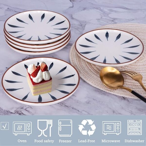 Aquiver 6'' Ceramic Dessert Plates - Color Painted Porcelain Appetizer Plate - Image 4