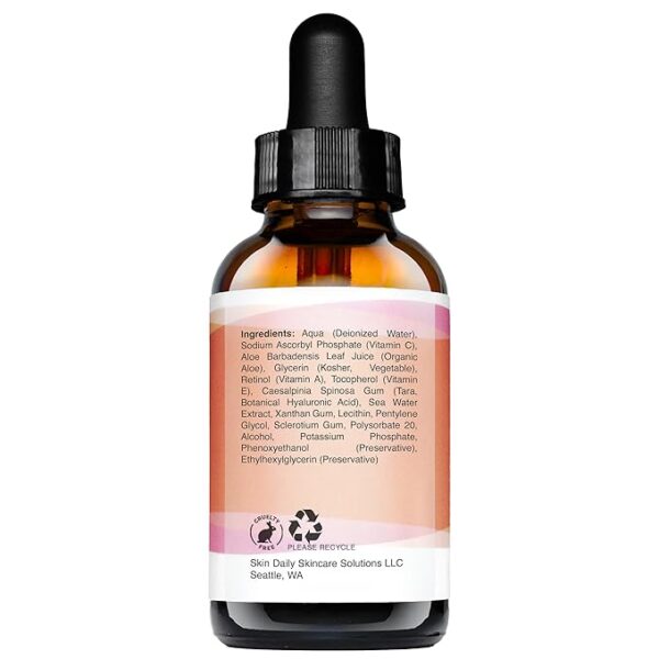 Antioxidant Vitamin C Serum for Face- Infused with Electrolytes, Hyaluronic Acid, Retinol - 1 oz - Image 4