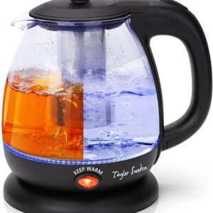 Taylor Swoden Electric Kettle with Tea Infuser, 1L Small Electric Tea Kettle with Keep Warm, LED Light Hot Water Boiler & Heater for Coffee & Tea,
