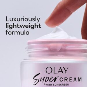 Coupon:       Apply $5 coupon+Redeem   Savings Buy $80, Get $20 Amazon Credit. Code: PGSTOCKUP/;-Olay Super Cream with Sunscreen SPF 30, 1.7 oz, Ultra Lightweight Face Moisturizer - Vitamin C & E, Hyaluronic Acid,