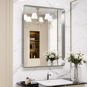 Limited time deal $64.99 with 19 percent savings-19%;-OAAO 24X30 Inch Brushed Nickel Bathroom Mirror,