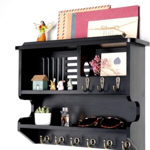 Coupon:       Apply 20% coupon;-Key Holder for Wall, Mail Organizer Wall Mount with 9 Key Hooks,