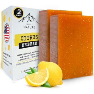 iHeart Citrus Soap Bar (2 Packs) with Lemon, Orange, and Shea Butter for a Rich Creamy Lather - Face & Body Was