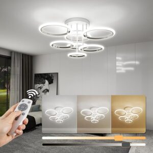 -5% limeted time deals+Coupon:      $10 off coupon applied ;-OUQI 120W LED Flush Mount Ceiling Light, Stepless Dimmable Lamp with Remote Control, 2800K-7000K Adjustable Lighting,
