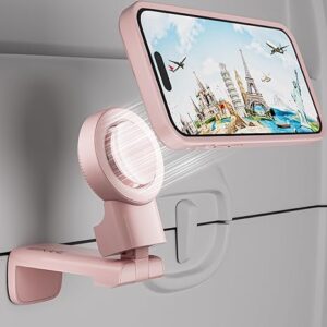 Coupon:      $2 off coupon applied+Save 6% on 2 select item(s);-MiiKARE Airplane Travel Essentials Magnetic Phone Holder, Universal Handsfree Phone Mount for Flying with 360 Degree Rotation