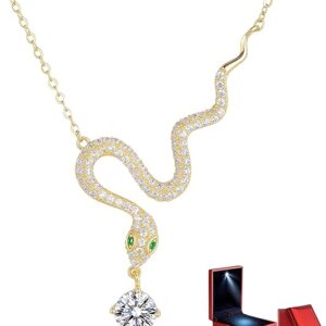 925 Silver 14K Gold Plated Necklace, 0.5 Carat Colorless Moissanite, Gift for Wife, Mother,