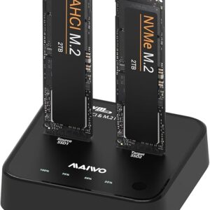 MAIWO MacBook AHCI SSD NVMe Duplicator, USB3.2 Type-C 20Gbps M.2 Clone Docking Station, Compatible with M.2 SSD 2230/2242/2260/2280,