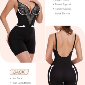 -35%limeted time deal;-Slimers Sexy Lace Shapewear Bodysuit - V-Neck Low Back Body Shaper