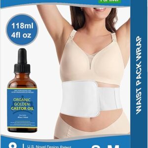 Coupon: Apply 20% coupon ;-Castor Oil Organic Cold Pressed Unrefined Glass Bottle(4fl.oz/118ml), Zero Allergy Castor Oil Pack Wrap | Disposable Castor Oil Pack Liver | 100% Leak-free