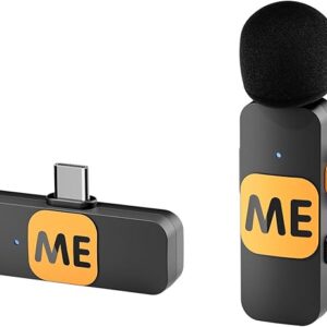 Wireless Lavalier Microphone for Android Phone Mini Noise Cancellation USB-C Mic Plug Play Cordless Clip on Mic for Recording Live Streaming YouTube Vlog 164ft Transmission 9H Battery Life ME MIC-S10