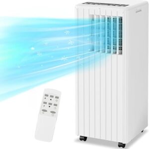 8,000 BTU Portable Air Conditioner, 3-1 AC Unit with Dehumidifier, Fan, Sleep Modes for Rooms Up to 350 Sq,Quiet Portable Cooling AC with Remote Control & 24H Timer for Bedroom, Apartments