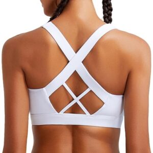 RUNNING GIRL Sports Bra for Women, Criss-Cross Back Padded Strappy Sports Bras Medium Support Yoga Bra with Removable Cups