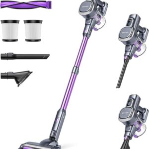 Lubluelu Upgraded 45kPa Cordless Vacuum Cleaner, Freestanding Stick Vacuum with Powerful Suction, Up to 50mins Runtime, Rechargeable and Portable Vacuum Cleaner for Pet Hair, Carpet, Hard Floor