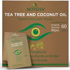 -17%limeted time deals;-NOVEHA Tea Tree & Coconut Oil Eyelid & Lash Wipes | For Demodex, Blepharitis & Itchy Eyes