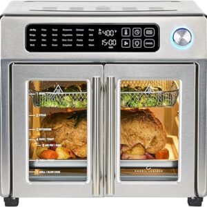 Emeril Lagasse Air Fryer Toaster Oven Combo 26QT Stainless Steel, Extra Large, Capacity, French Door, Air Fryer, Toaster Oven, Combo, 24 Cooking Functions, Digital Controls, 7 Accessories Included
