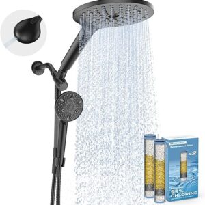 Limited time deal $59.49 with 41 percent savings-41%;-Dual Filtered Rain Shower Head Combo, High Pressure Handheld Shower Head with Adjustable Bar