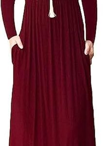 Coupon:     Apply 20% coupon ;-MISFAY Women's Long Sleeve Loose Plain Maxi Dresses Casual Long Dresses Pocket