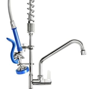 Redeem   Save 15% on 2 select item(s) promo code: 5E343ETE ;-Commercial Faucet with Sprayer for Kitchen Sink : Akwadu Wall Mount Commercial Kitchen Faucet with Sprayer for Compartment Sink - 25" Height 8"