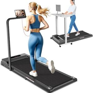 Walking Pad with Handle Bar, 3 in 1 Under Desk Treadmills with Remote Control, Electric Compact Treadmill,2.5HP Treadmills for Home Small Space,