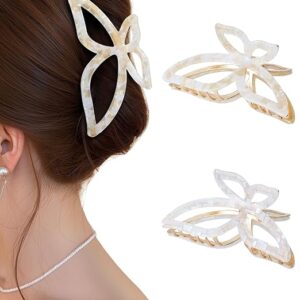 Coupon:     Apply 10% coupon;-ACECHA 2 Pack Gold Metal Bow Hair Claw Clips for Women, Large Non-slip Butterfly Hairclips for Thin Thick Hair Claws Strong Hold Styling (Checkered)