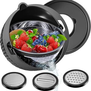Limited time deal $22.99 with 12 percent savings-12%;-4-1 Colander with Bowl Set - Colander for Kitchen - Strainers and Colanders - Pasta Strainer - Funny Presents for Women - Rice Strainer Fruit Cleaner Veggie Wash Kitchen Gadgets Essentials, Black