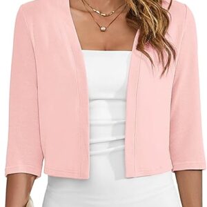 Limited time deal $14.99 with 25 percent savings-25%;-Heymoments Women's Thin Shrugs 3/4 Sleeve Lightweight Cropped Tops Open Front Cardigan for Dress