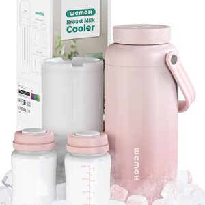 Up to 10% off ;-Breast Milk Cooler Bottle-24H Double-Layer Cooling, TSA Approved, 2 Leakproof Bottles & Ice Packs, (Non-Toxic BPA) for Travel, Work, Night Pumping, Gift for New Moms (Pink)