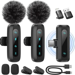 Mini Microphone for iPhone Android Phone - Wireless Lavalier Microphone Plug-Play Mic with Noise Reduction, Auto Pairing, Mute & Reverb for Vlogging,Video Recording,TikTok,YouTube
