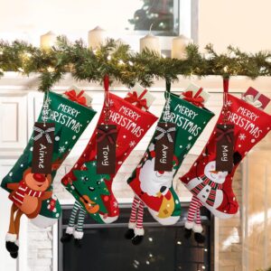 Save 5% on 2 select item(s)+Coupon:     Apply 24% coupon ;-4 pack Christmas Stockings with Name Tags,18" Large Personalized Christmas Stocking Deer Santa Non-Woven Xmas Stocking,Fireplace Hanging Stockings boots for Holiday Christmas Decor